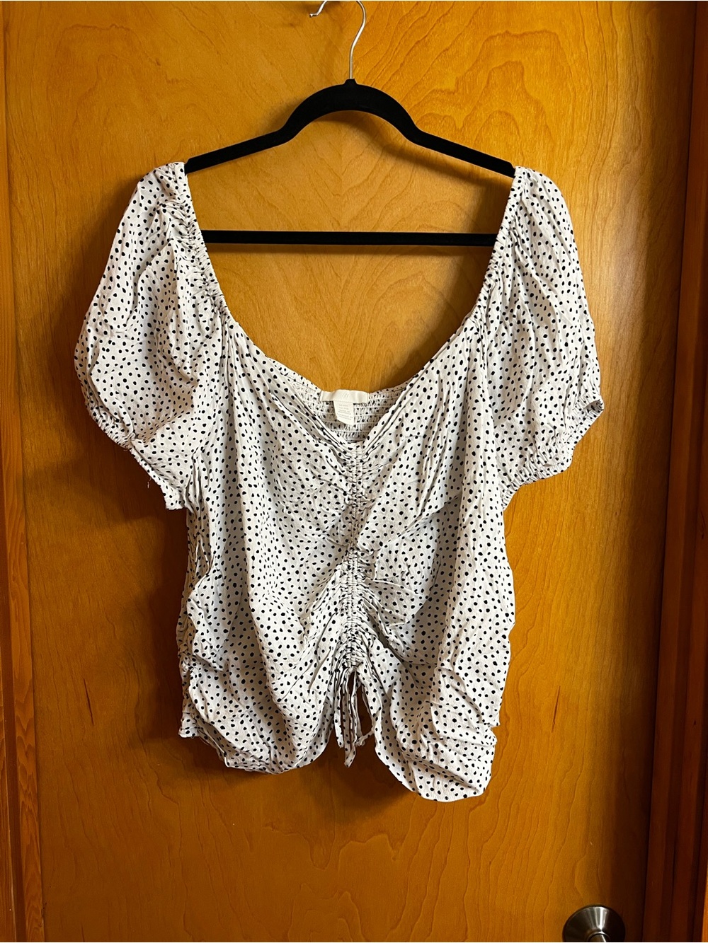 H&M White Crop Top with Black Polka Dots